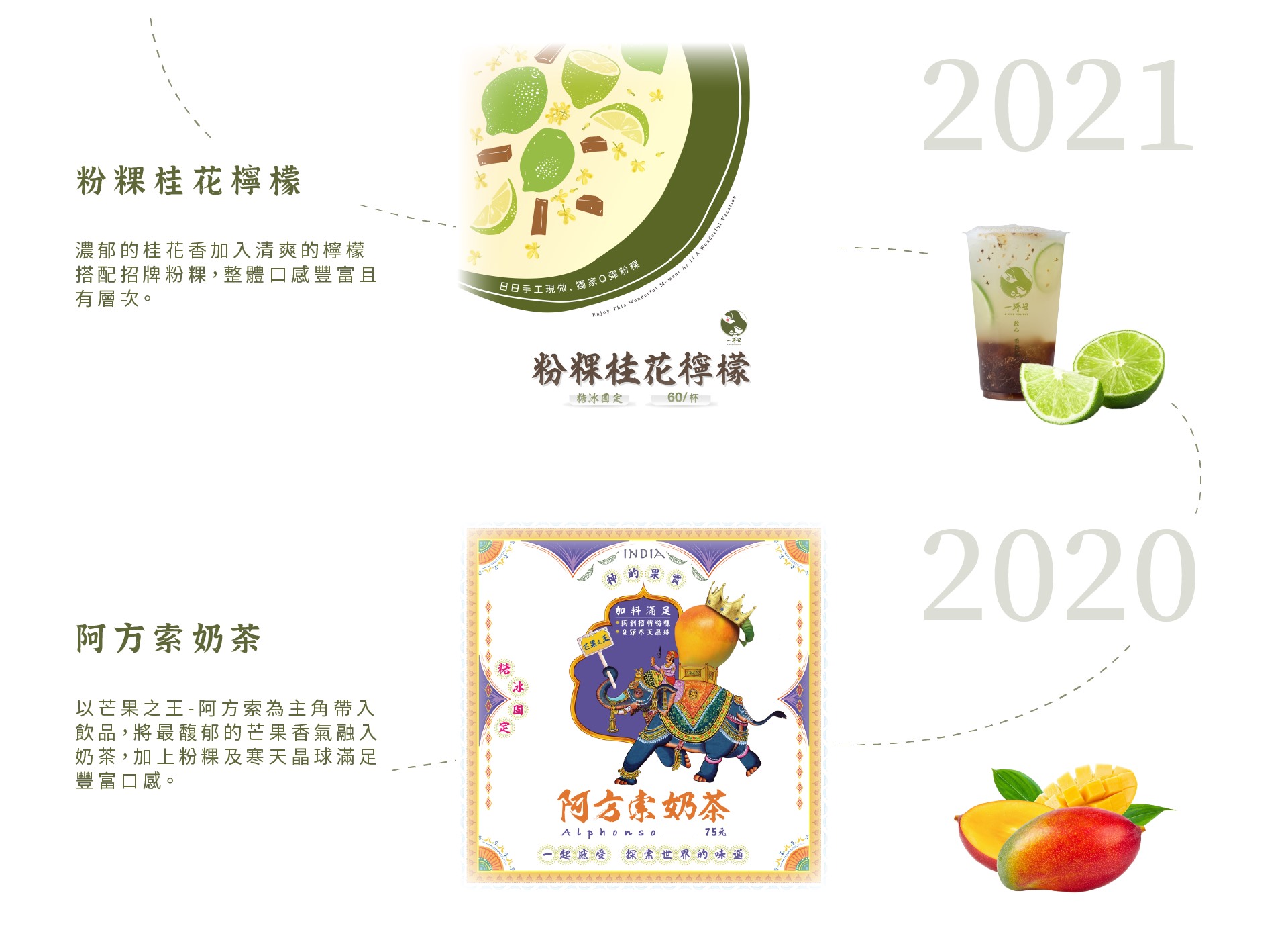 一沐日 2020-2021年度飲品推薦-粉粿桂花檸檬、阿方索奶茶